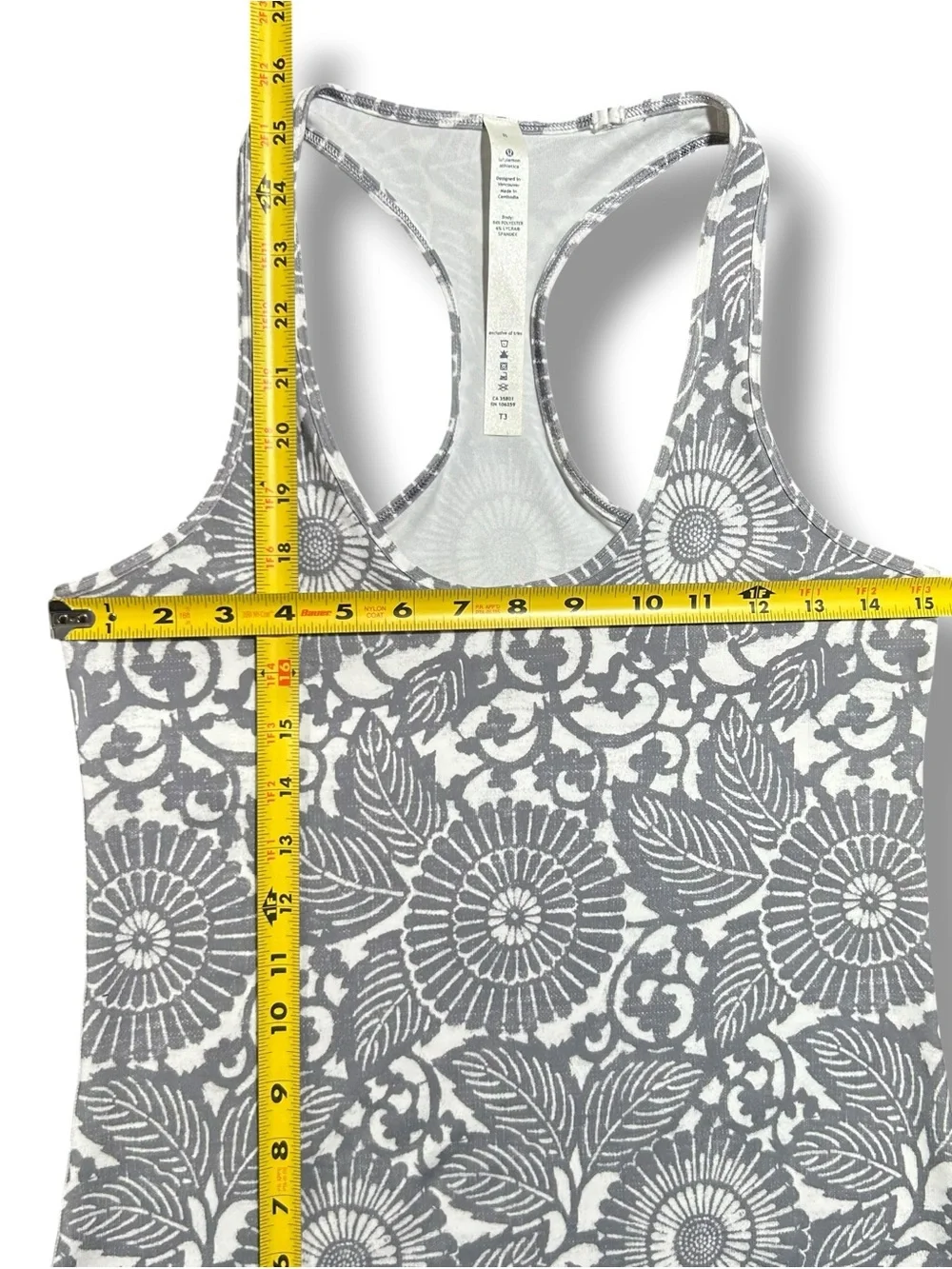 Lululemon Cool Racerback Beachy Floral White Fossil Size 8